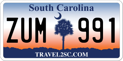 SC license plate ZUM991