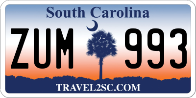 SC license plate ZUM993