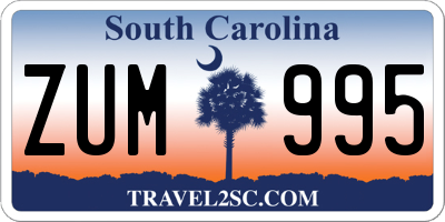 SC license plate ZUM995