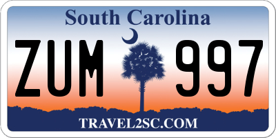 SC license plate ZUM997