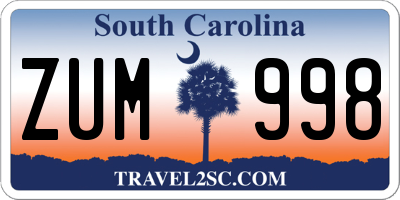 SC license plate ZUM998