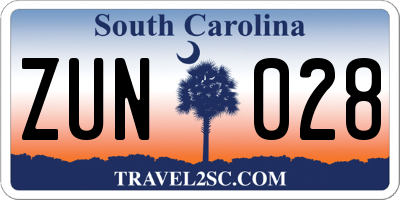 SC license plate ZUN028
