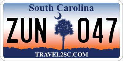 SC license plate ZUN047