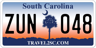 SC license plate ZUN048