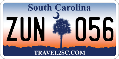 SC license plate ZUN056