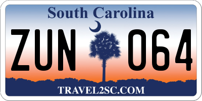 SC license plate ZUN064
