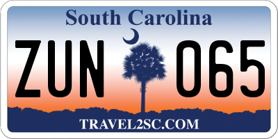 SC license plate ZUN065