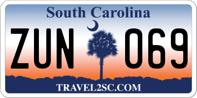 SC license plate ZUN069