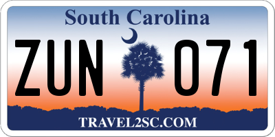 SC license plate ZUN071