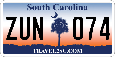 SC license plate ZUN074