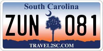 SC license plate ZUN081