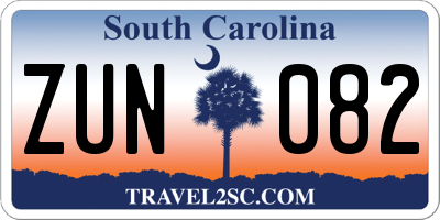 SC license plate ZUN082