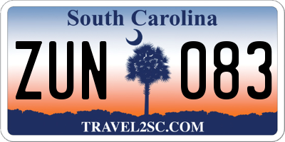 SC license plate ZUN083