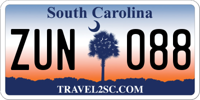 SC license plate ZUN088