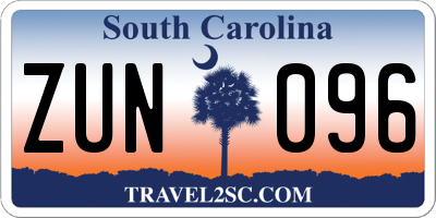 SC license plate ZUN096