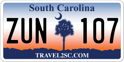 SC license plate ZUN107