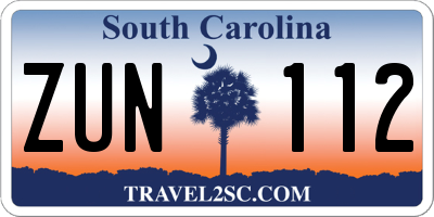 SC license plate ZUN112