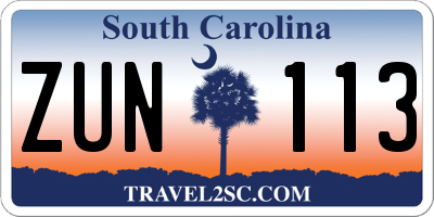 SC license plate ZUN113