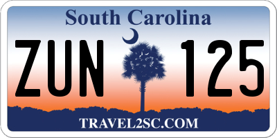 SC license plate ZUN125
