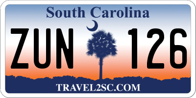 SC license plate ZUN126