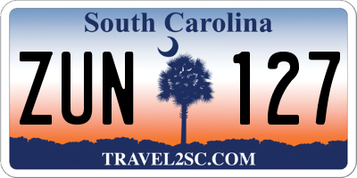 SC license plate ZUN127