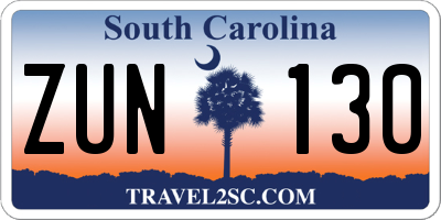 SC license plate ZUN130