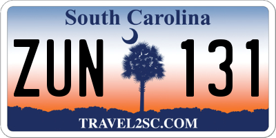 SC license plate ZUN131