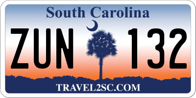 SC license plate ZUN132
