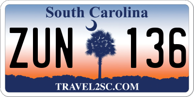 SC license plate ZUN136