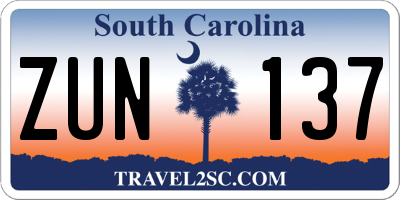 SC license plate ZUN137