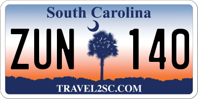 SC license plate ZUN140