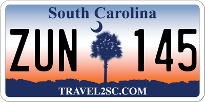 SC license plate ZUN145