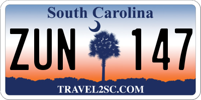 SC license plate ZUN147