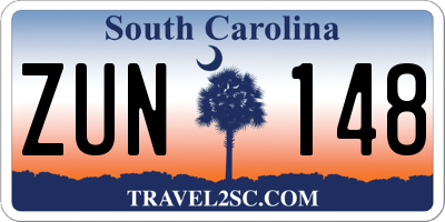SC license plate ZUN148