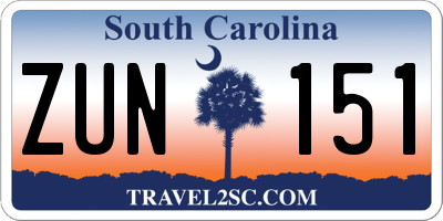SC license plate ZUN151