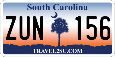 SC license plate ZUN156