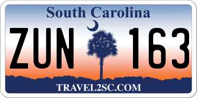 SC license plate ZUN163