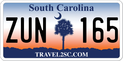 SC license plate ZUN165