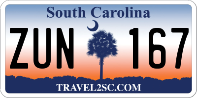 SC license plate ZUN167