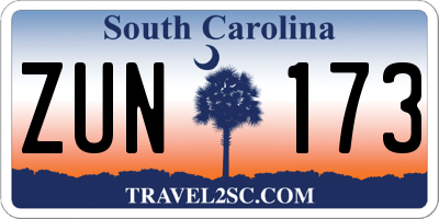 SC license plate ZUN173