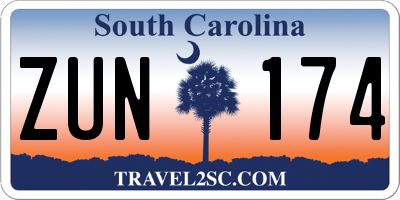 SC license plate ZUN174