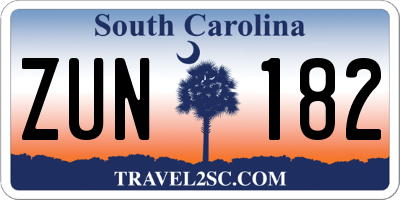 SC license plate ZUN182