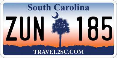 SC license plate ZUN185