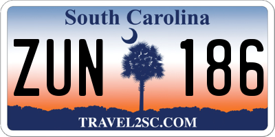 SC license plate ZUN186
