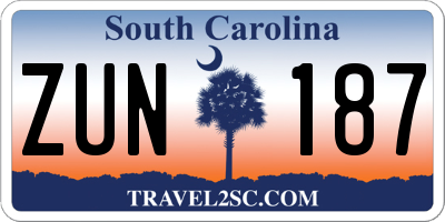 SC license plate ZUN187