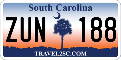 SC license plate ZUN188