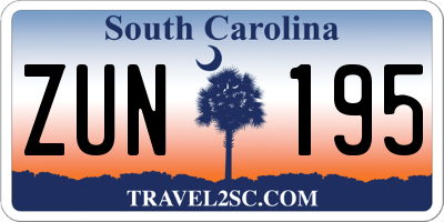 SC license plate ZUN195