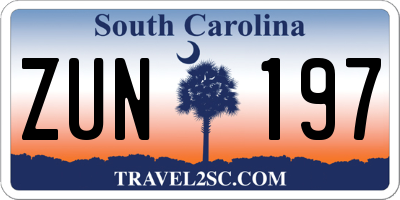SC license plate ZUN197