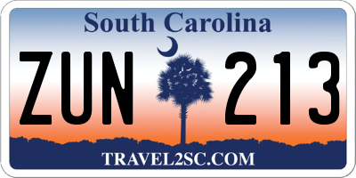 SC license plate ZUN213