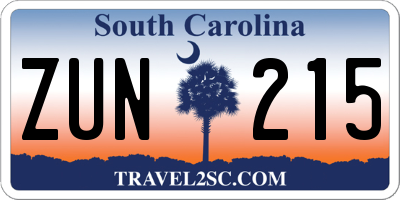 SC license plate ZUN215